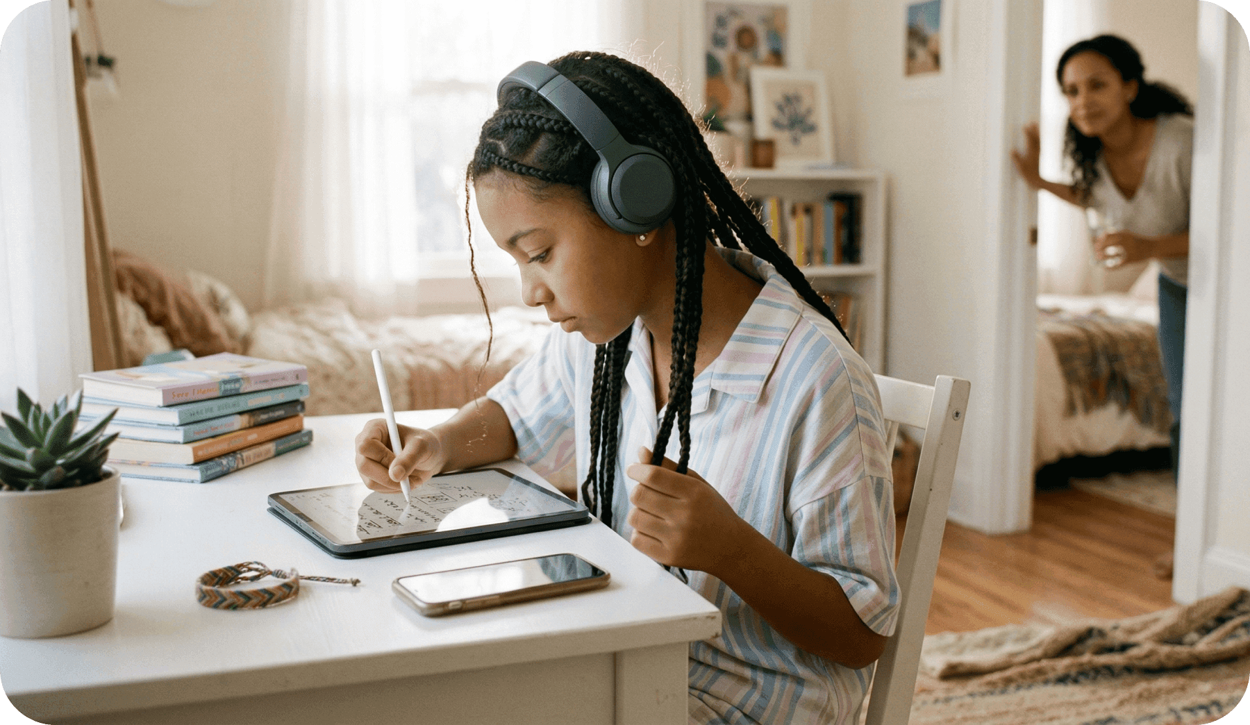 Child studying with ARLOS on a tablet